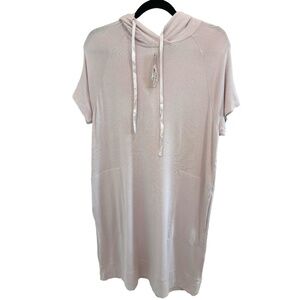 Philosophy Pink Hoodie Dress Athleisure Short Sleeve Pockets Very Soft Lg NWT